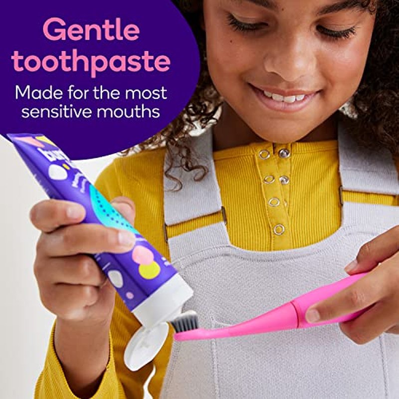 BURST Marshmallow Sparkle Kids Toothpaste with Fluoride (4oz) | Great Tasting | Flavored for Children & Toddlers | Anticavity | Dye Free & Vegan | Safe for Kids Ages 2+