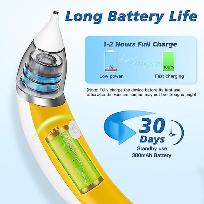 Ear Vacuum Ear Wax Removal Kit with 5 Levels Strong Suction, USB Rechargeable Reusable Electric Ear Suction Vacuum Tool for Adults and Kids (Yellow)