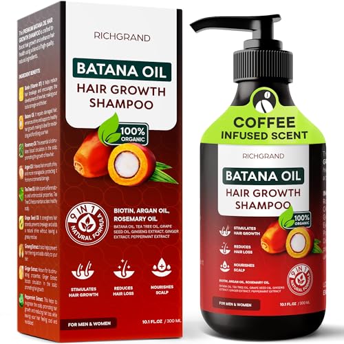 Batana Oil Shampoo for Hair Growth - Routine Shampoo for Thinning Hair for Women & Men - 9-in-1 Natural Hair Loss Shampoo with Biotin, Rosemary Oil - Thickening Hair Treatment & Regrowth