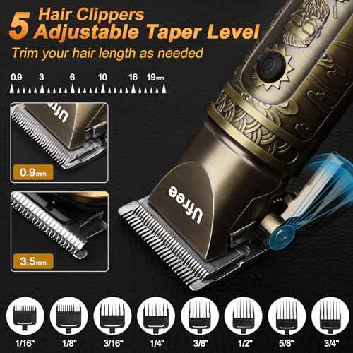 Ufree Beard Trimmer, Hair Clippers Mens Shaver Electric Razor, Hair Trimmer for Men Cordless Barber Clippers and Trimmers Set, Hair Cutting Kit for Men Grooming Gifts