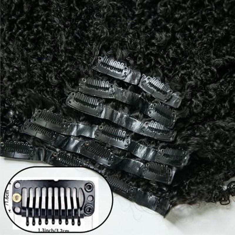 Seamless Afro Kinky Curly PU Clip in Extension Real Human hair For Women 7Pcs Seamless Clip ins Full Head 120g Natural Color 20Inch