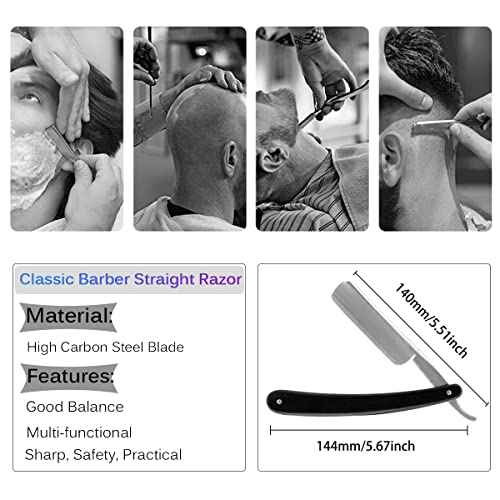 Luxury Men's Shaving Kit Gift Set, DanNuo Barber Straight Razor with Stand Shaving Brush Dual-Layer Leather Razor Strop Bowl Soap 6pcs Shaving Set for Men