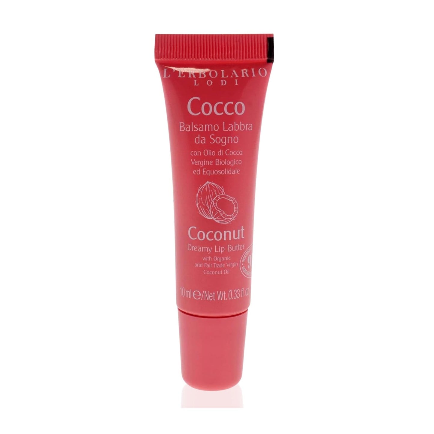 L'Erbolario Dreamy Lip Balm, Coconut, 0.3 oz, with Extracts of Virgin Coconut Oil, Moisturizing and Nourishing, For Dry Lips, Cruelty-Free