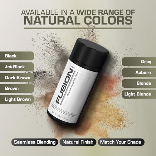 Hair Fibers for Thinning Hair - (1.05 Oz) Real Human Hair Building Fibers to Conceal Bald Spots and Thinning Hair, Root Touch Up and Volumizer, Black