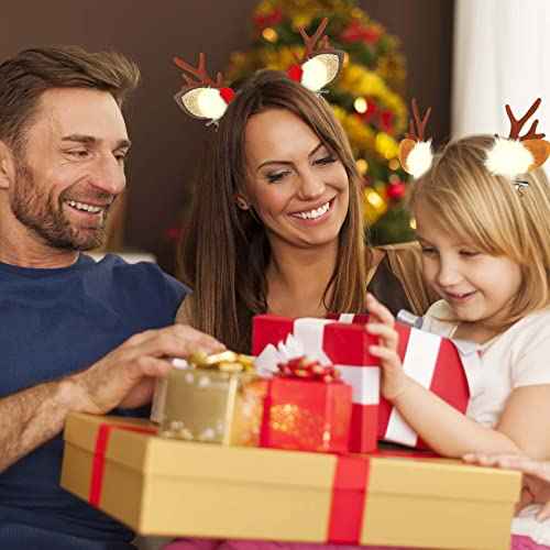 TailaiMei Christmas Hair Clip, 2 Pairs Cute Reindeer Antlers Ears Hair Accessory with Plush Ball, Christmas Hair Pins for Women Girls Kids and Party Favors