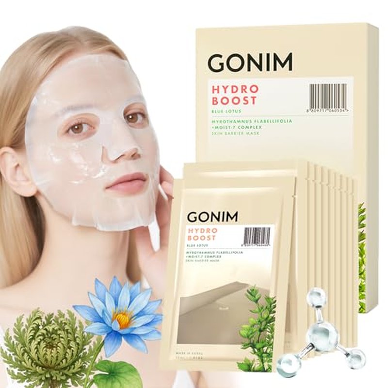 GONIM Face Mask Korean Skin Care with Hyaluronic Acid Serum, Collagen Activation, Vitamin C-Face Masks Skincare Hydration, Moisturizing Sheet Mask, Travel Essentials, Korean Face Mask 30ml x10pcs