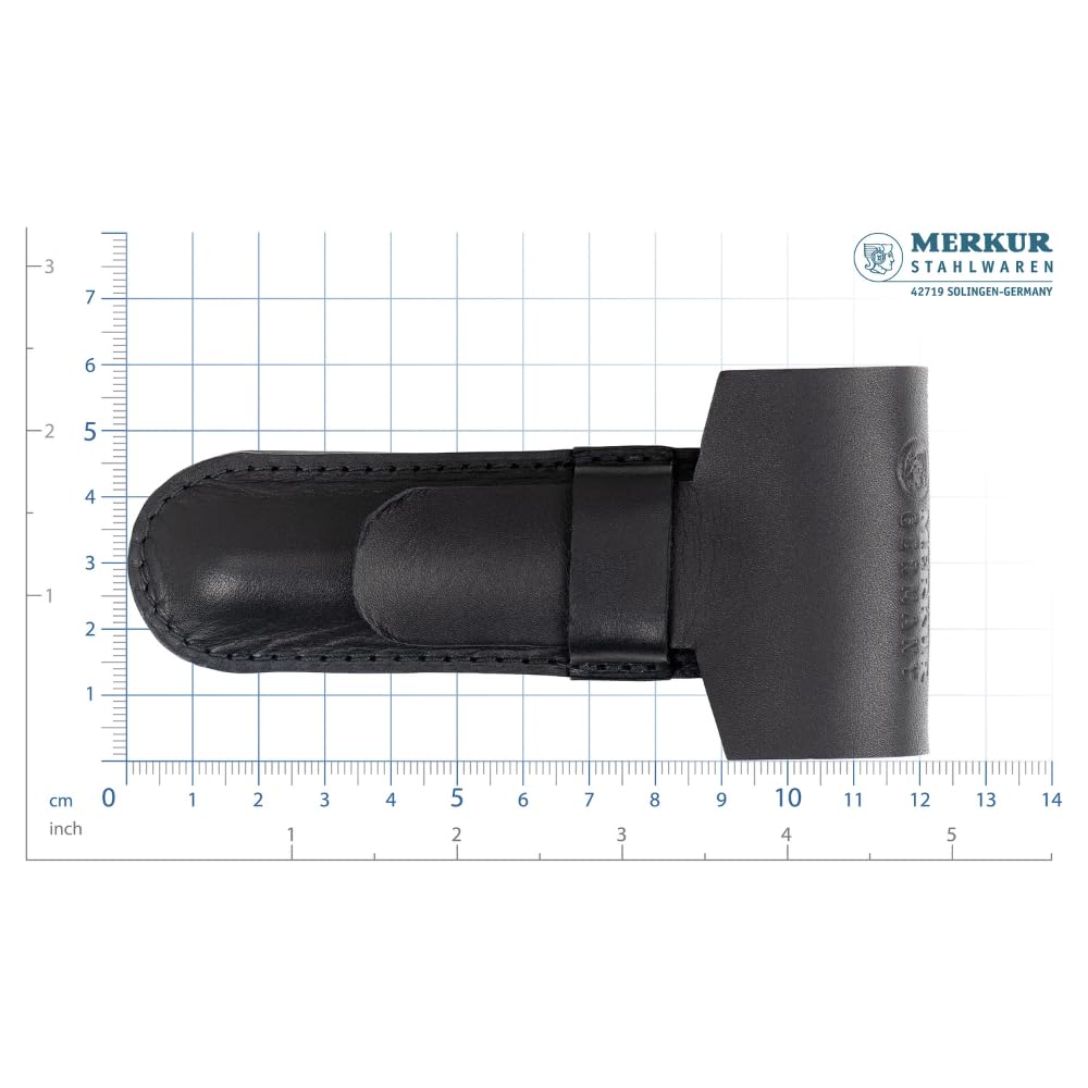 MERKUR Black Leather Razor Case - Vegetable-Tanned Cowhide | Precision Fit for Safety Razors up to 110mm