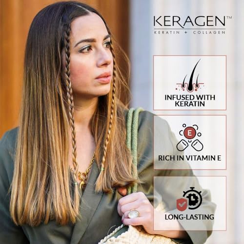Keragen Brazilian Keratin Hair Treatment - Premium Straightener Cream, Sulfate-Free Anti-Frizz Products, Perfect Straightening Solution for Dry & Damaged Hair, Kit Combo Set