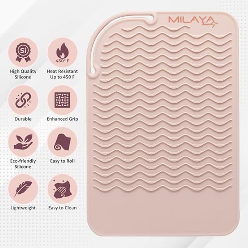 Heat Resistant Mat - Curling Iron Holder - Straightener pad - Flat Iron Holder - Silicone Mat for Hair Tools - Hot Tool Mat - Salon Tools - Hot Iron Holster - Vanity Mat - Vanity Accessories for Women