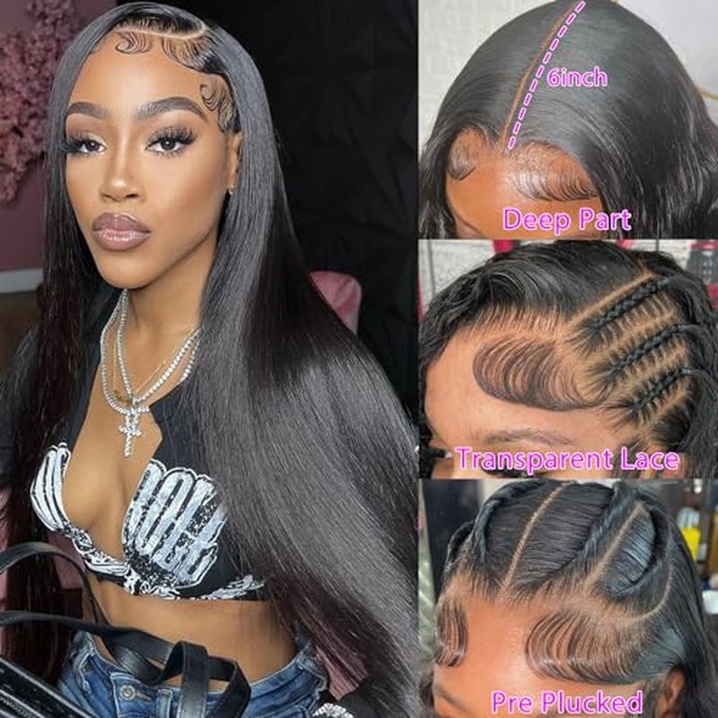 30 Inch Straight HD Lace Front Wigs Human Hair 180% Density Straight Wigs for Black Women Glueless Wigs 13x6 Straight Lace Front Wigs Pre Plucked HD Lace Frontal Wig