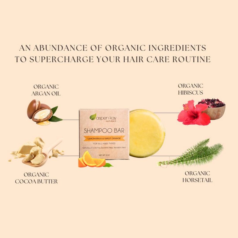 Solid Shampoo Bar, Made With Natural & Organic Ingredients, Sulfate-Free, Cruelty-Free & Vegan, All Hair Types, 3 Ounce Bar (2-Pack Lemongrass & Sweet Orange)