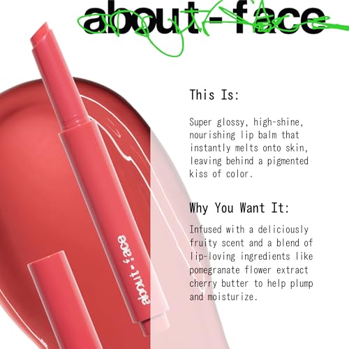 aboutface Cherry Pick Lip Color Butter ? High-Shine, Hydrating Lip Balm with Pomegranate Flower Extract & Cherry Butter ? Vegan, Cruelty-Free, Clean Beauty ? 0.06 oz (Guava Crush ? Pinky Coral)