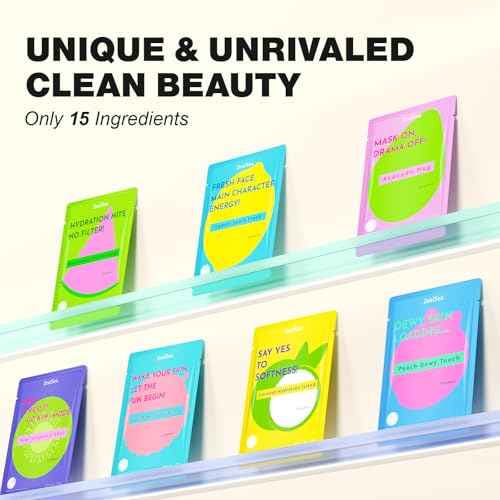 ZealSea Clean Beauty Face Masks Skincare, Minimalism 15 Ingredients Sheet Mask, Deep Hydration Facial Mask for Bouncy & Glowing, Sleepover Spa Party Supplies, Women Teen Girl Gifts Trendy Stuff, 7Pack