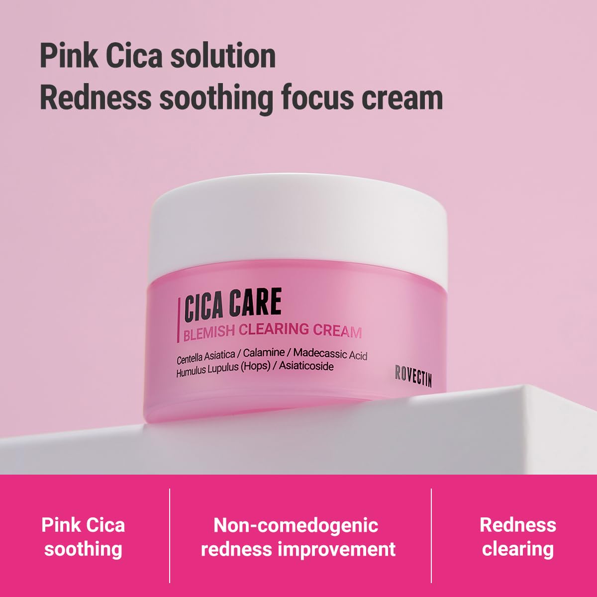 ROVECTIN Cica Care Blemish Clearing Cream: Soothes skin irritation and improves oiliness, sebum, blackheads For Oily Skin | Calamine, Centella Asiatica | Vegan Korean Moisturizer (1.69 fl.oz, 50ml)
