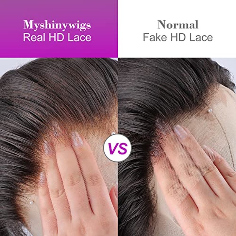 MYSHINYWIGS 5x5 HD Lace Closure Only, Skinmelt Hd Closure Natural Hairline with 4C Curly baby Hair Bleached Knots Straight Hd Closure Human hair 5x5 Invisible Knots Closure Natural Black 12 Inch