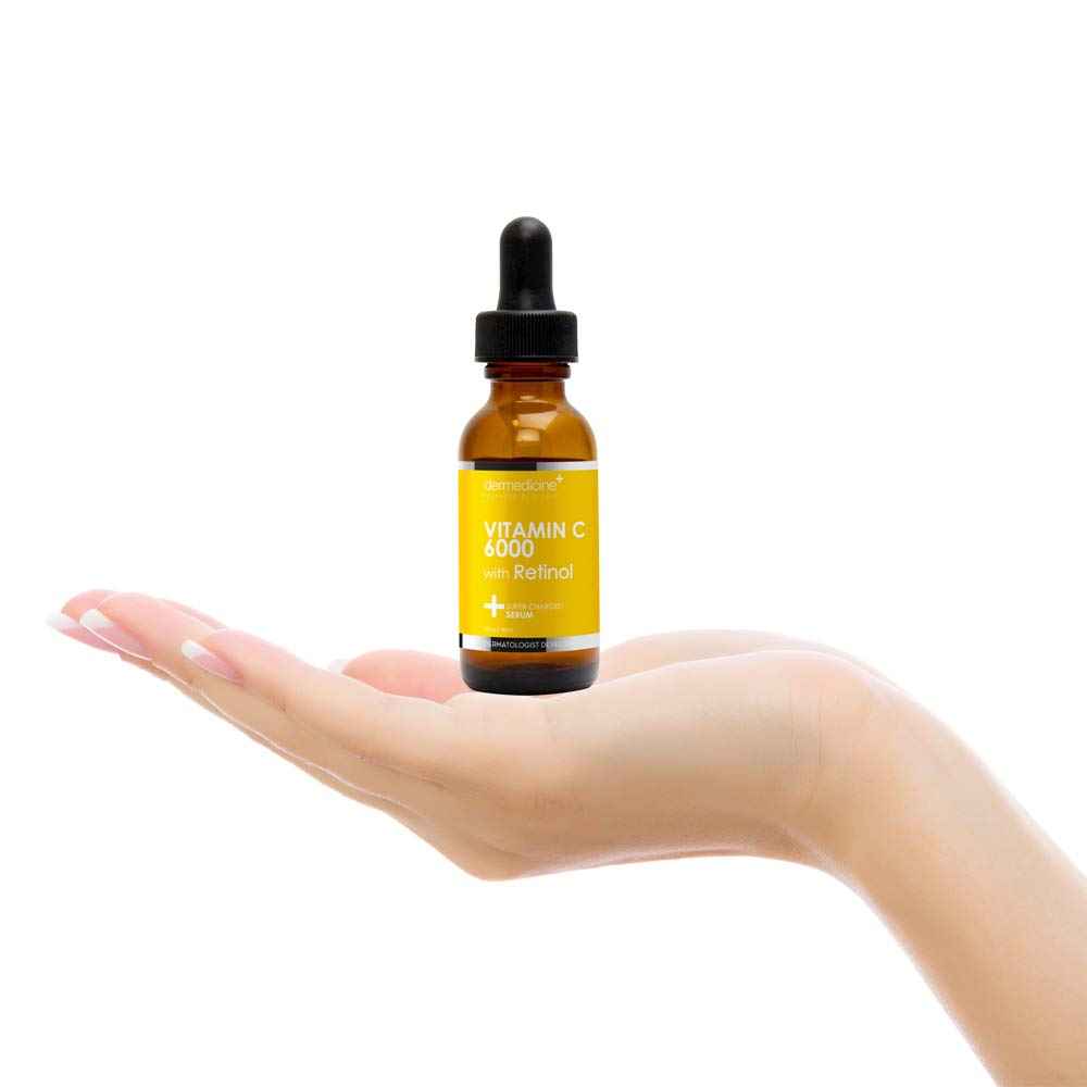 Dermedicine Vitamin C 6000 w/Retinol Anti-Aging Serum for Face | Pharmaceutical Grade | Helps Smooth Wrinkles, Brightens Complexion | Improves Texture & Tone for More Youthful Skin | 1 fl oz / 30 ml