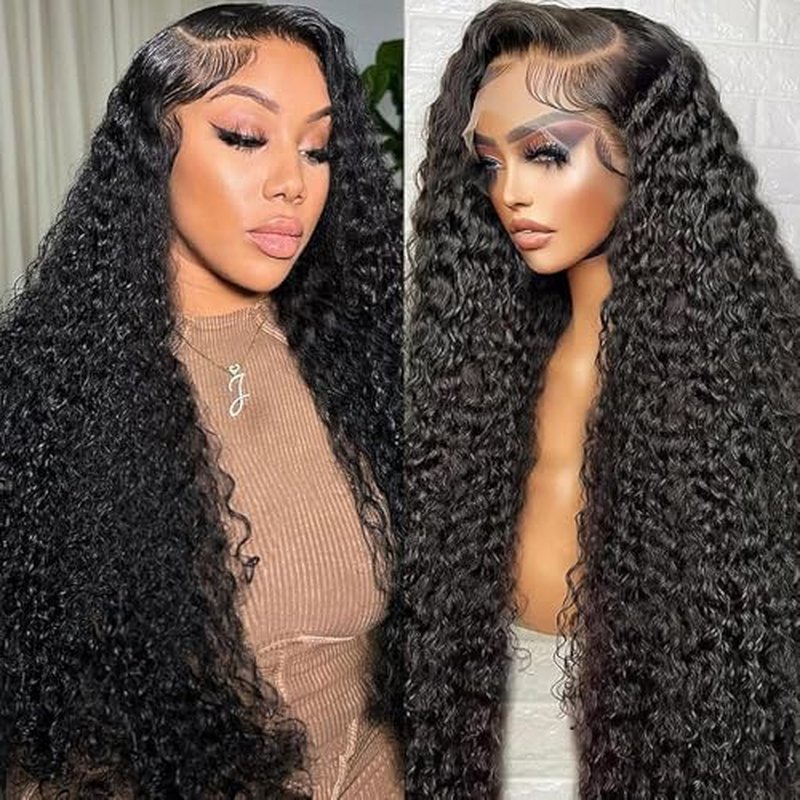Deep Wave Lace Front Wigs Human Hair for Women 24 Inch Hd Lace Frontal Wig 13x6 Deep Curly Wig Human Hair Lace Front Wigs Pre Plucked 180 Density Natural Color