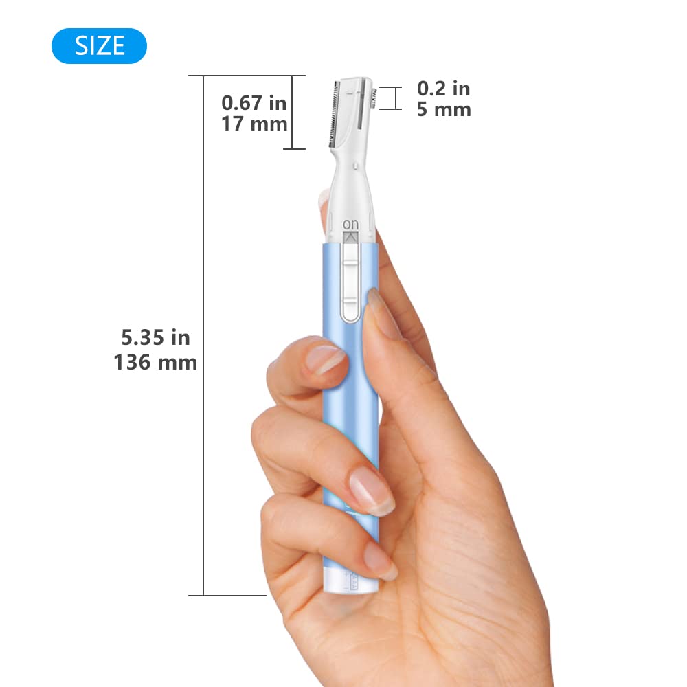 Funstant Upgraded Eyebrow Trimmer, Precision Electric Eyebrow Razor for Women Battery-Operated Facial Hair Remover with Comb No Pulling Sensation Painless for Face Chin Neck, Upper-Lip, Peach-Fuzz