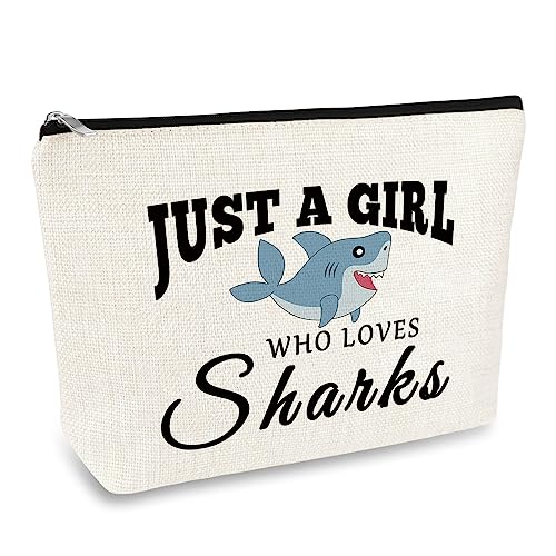 Shark Lover Gift Shark Girls Makeup Bag Shark Week Gifts Sharks Ocean Animals Themed Gift Cosmetic Bag Birthday Christmas Graduation Gifts for Daughter Friend Shark Stuff Diver Travel Make Up Pouch