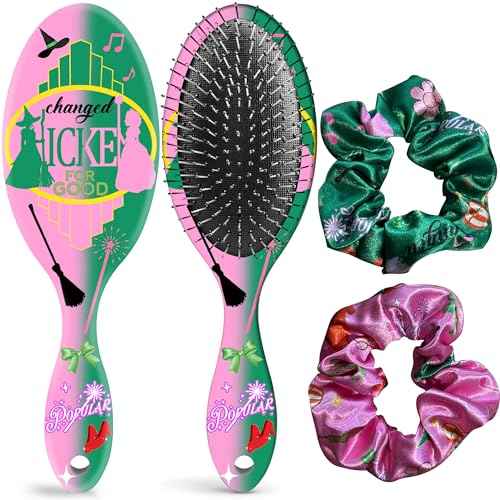 Hair Brush and 2 Scrunchies Set for Girls, Soft Bristles Brush for Women & Girls, Ideal Hairbrush for All Hair Types, Wet Dry & Damaged Hair, Adults & Children