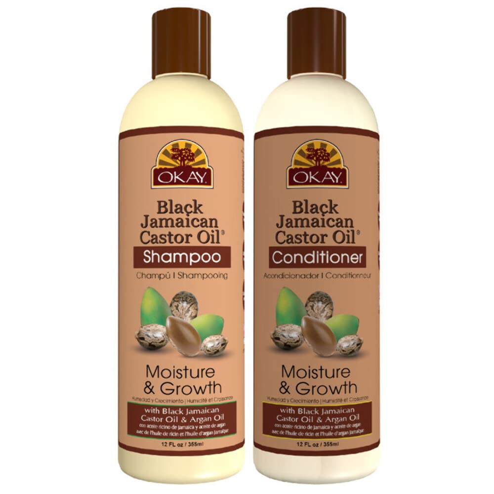 Okay Shampoo & Conditioner Black Jamaican Castor Oil Hair Care Set Moisture & Growth Helps Strengthen & Regrow Hair Sulfate, Silicone, Paraben Free for All Hair Types, 12 ounces