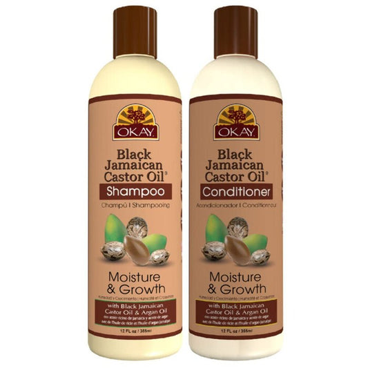 Okay Shampoo & Conditioner Black Jamaican Castor Oil Hair Care Set Moisture & Growth Helps Strengthen & Regrow Hair Sulfate, Silicone, Paraben Free for All Hair Types, 12 ounces