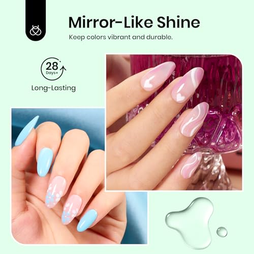 Beetles 2Pcs 15ml Gel Base and Top Coat Set - Upgrade No Wipe Extra Glossy Top Coat Finish for Gel Nail Polish, Soak Off UV/LED Lamp Needed, Essentials for Long-Lasting Manicure Halloween Kit