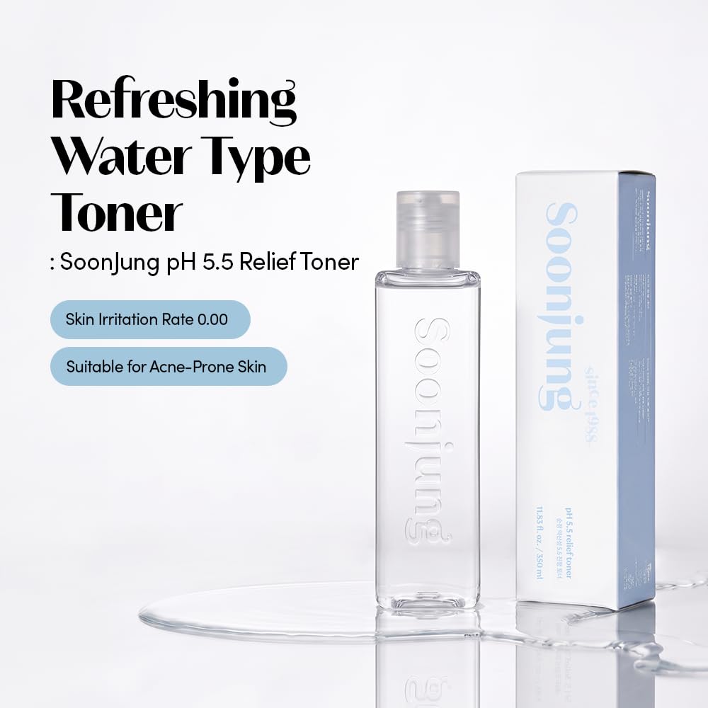 ETUDE SoonJung pH5.5 Relief Toner, Hydrating Toner for Sensitive Skin, Vegan Face Toner, Panthenol, Madecassoside, Moisturizer, Korean Skin Care, Korean Toner, Beauty (16.90 Fl Oz)