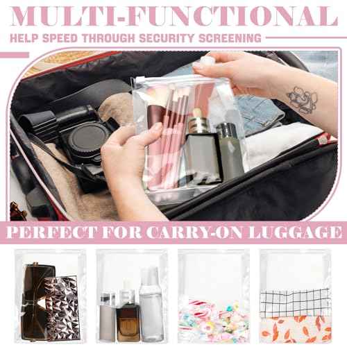 Xuniea 100 Pcs Mini Clear Makeup Bag PVC Small Travel Toiletry Organizer Pouches Bulk Waterproof Transparent Plastic Cosmetic Bag with Zipper for Women Men Travel(5.1'')