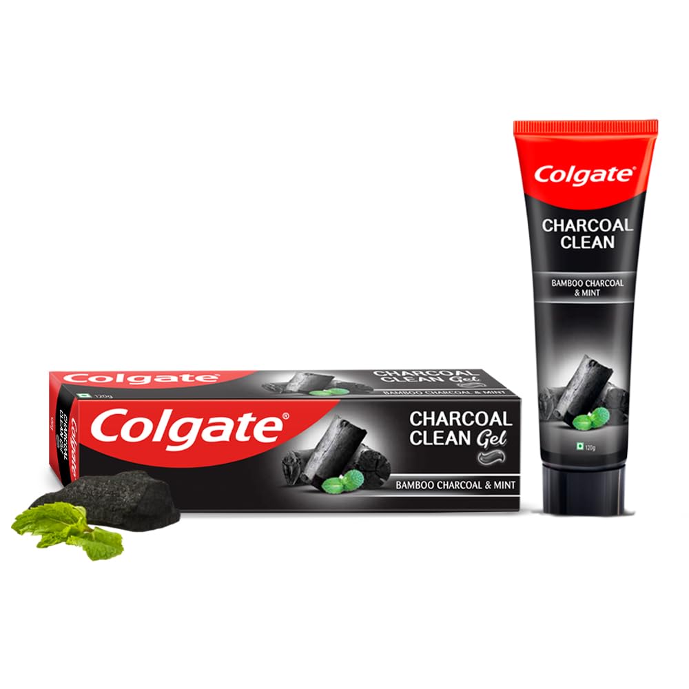 Colgate Charcoal Clean Black Gel Toothpaste, Deep Clean Tooth Paste with Bamboo Charcoal & Wintergreen Mint for Plaque Removal, 120 g (Pack of 1) Multicolour