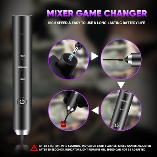 Tattoo Ink Mixer Gun Machine, Mixer Game Changer, 3 Adjustable Speeds Wireless Mixer, Without Continuous Pressing, New Rotary Tattoo Pigment Mixer Set with 100Pcs Mixing Sticks (New Mixer, Black)