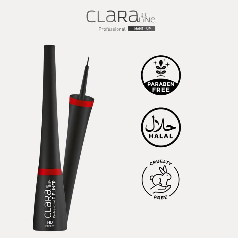 Claraline Black Dipliner, Longwearing with Ultra-Fine Tip Applicator, Cruelty-free, Paraben-Free, Long Lasting, Easy-to-Apply Liner Brush, Gift for Women,1 Count