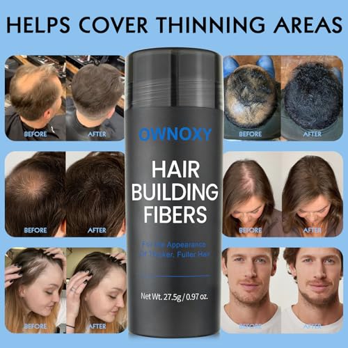 Hair Fibers for Thinning Hair - Hair Building Fibers for the Appearance of Thicker, Fuller Hair, Hair Thickening Fibers for Men and Women - Easy to Apply & Remove, 27.5g/ 0.97oz (Dark Brown)