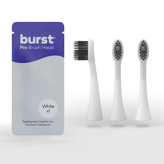 BURST Pro Sonic Electric Toothbrush Genuine Replacement Heads (White/3 Pack) | Soft Bristles for Deep Clean, Stain & Plaque Removal
