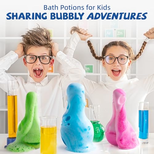 Kids Bath Bomb Potions, 6 Pack Non-Toxic Fizzy Bubble Bath Explosions, Colorful Burst Bath Potions for Kids, Scientific & Magical Bath Time Buddy, Fun & Educational Bubble Bath for Kids