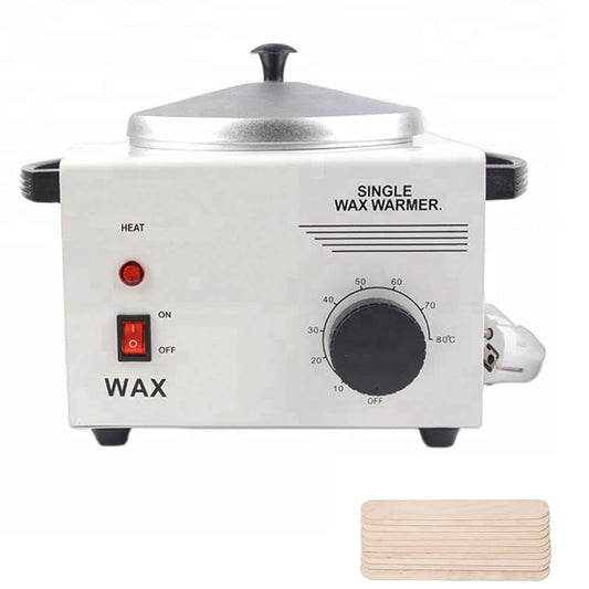 Single Pot Wax Warmer Professional Electric Wax Heater Machine Facial Skin SPA Equipment with Adjustable Temperature Set with Wood Craft Sticks（50 Pcs）