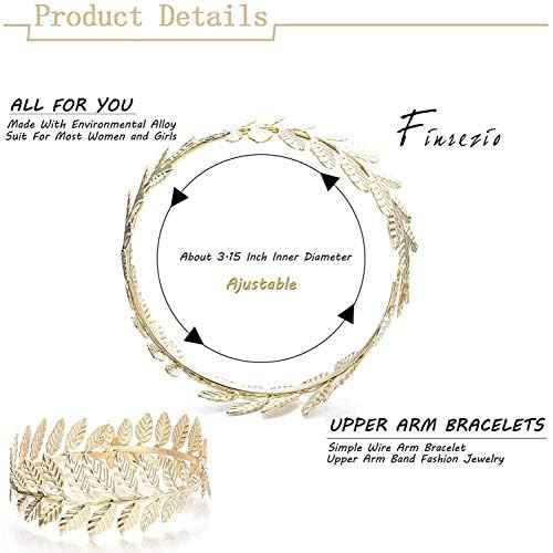 FUNRUN JEWELRY 4PCS Greek Goddess Headband Arm Cuff Bridal Jewelry Set Roman Laurel Leaf Branch Crown Armlet Upper Arm Band Bracelet for Women Party