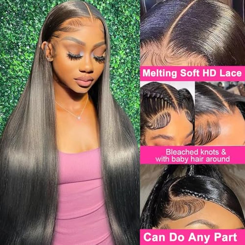 30 Inch 13x6 Lace Front Wigs Human Hair Straight HD Lace Front Wigs Human Hair Pre Plucked Straight Wigs Human Hair 13x6 Straight Lace Frontal Wigs 200 Density Glueless Wigs Human Hair for Women