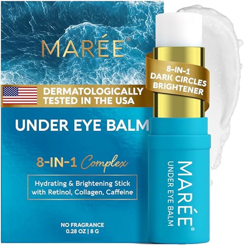 MAREE Under Eye Balm Stick Hydrating - Retinol Caffeine Under Eye Brightener Stick for Older Women - Collagen Under Eye Cream for Dark Circles & Wrinkles - Skin Care Treatment Moisturizer