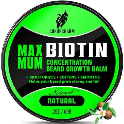 Biotin Beard Balm for Men ? Unscented, Fast-Absorbing Beard Softener & Growth Balm with Castor, Shea & Jojoba ? Conditions, Styles & Thickens Coarse or Patchy Facial Hair ? Idea Gift for Him ? 2 OZ