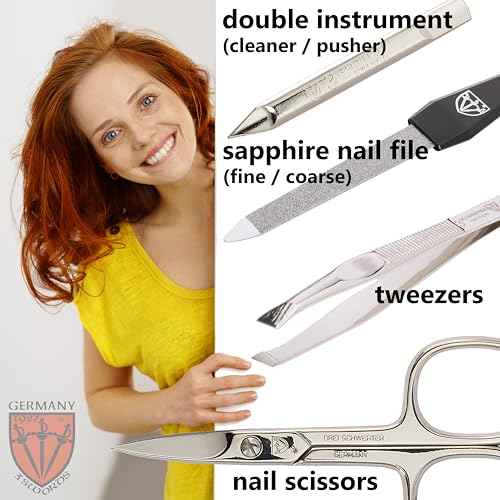 3 Swords Germany - brand quality 3 piece manicure pedicure grooming kit set for professional finger & toe nail care scissors tool genuine leather case in gift box, Made in Solingen Germany (02662)