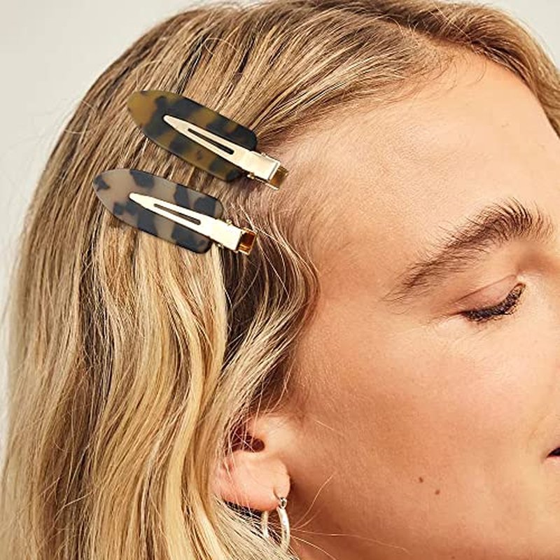 Canitor No Bend Hair Clips - Women's Resin Flat Tortoise Shell Clips for Hairstyling, Makeup, and Salon (4Pcs)