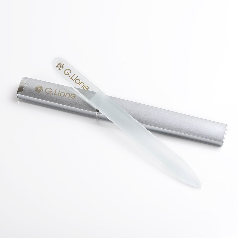 Crystal Glass Nail Files-G.Liane Double Sided Etched Glass Nail File with Case