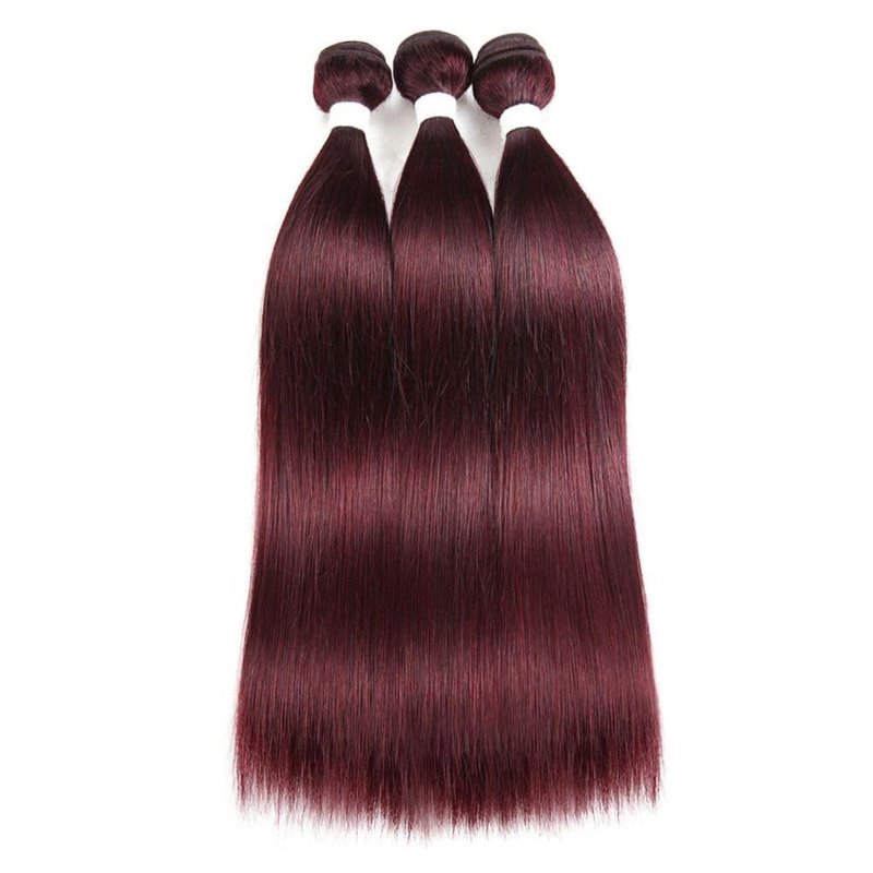 REMY HAIR Straight Human Hair Bundles 99J Burgundy Bundles 1 Bundle 16 Inches 100% Human Hair