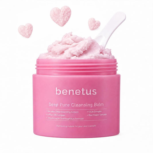 benetus Deep Pure Cleansing Balm, Makeup Remover Balm, Melting Balm for Waterproof Mascara, Sunscreen & Long-Wear Makeup, CICA, Green Tea, Argan Oil & Vitamin E, Non-Stripping, Pore Care, 3.5 fl oz