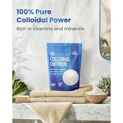100% Pure Colloidal Oatmeal - Unscented, DIY Bath Products, Skincare, Cosmetics, Natural Oatmeal Bath for Itching, Soothing Agent for Itchy, Irritated Skin - 2 Pack (32oz)