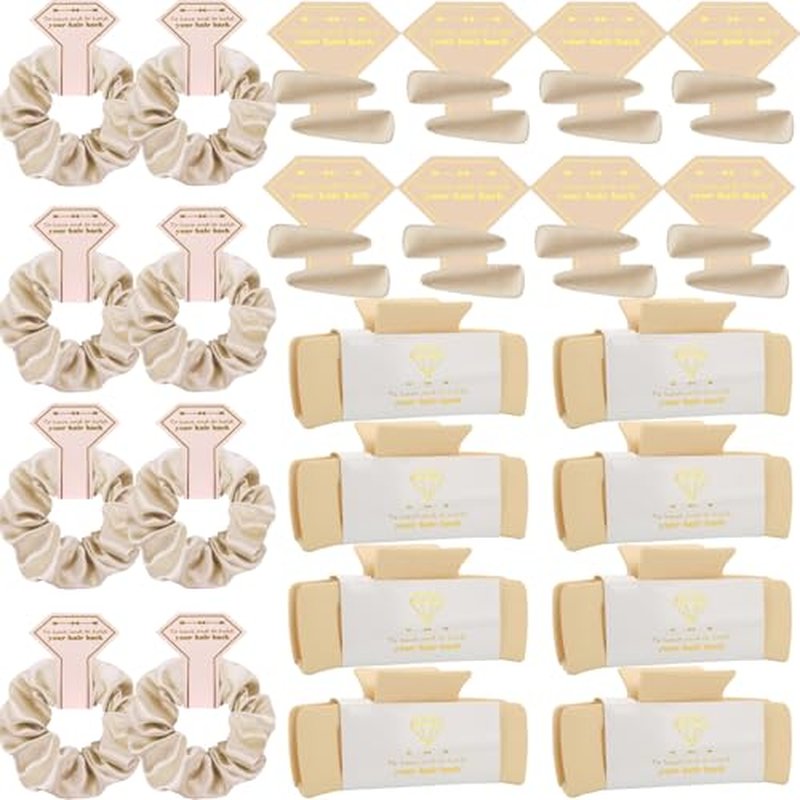 Bridesmaid Scrunchies Proposal Gifts 4.1 Inch Square Set of 8 Bachelorette Hair Claw Clips ideas Bridal Shower Gift for Wedding Party Favors (32pcs Champagne)