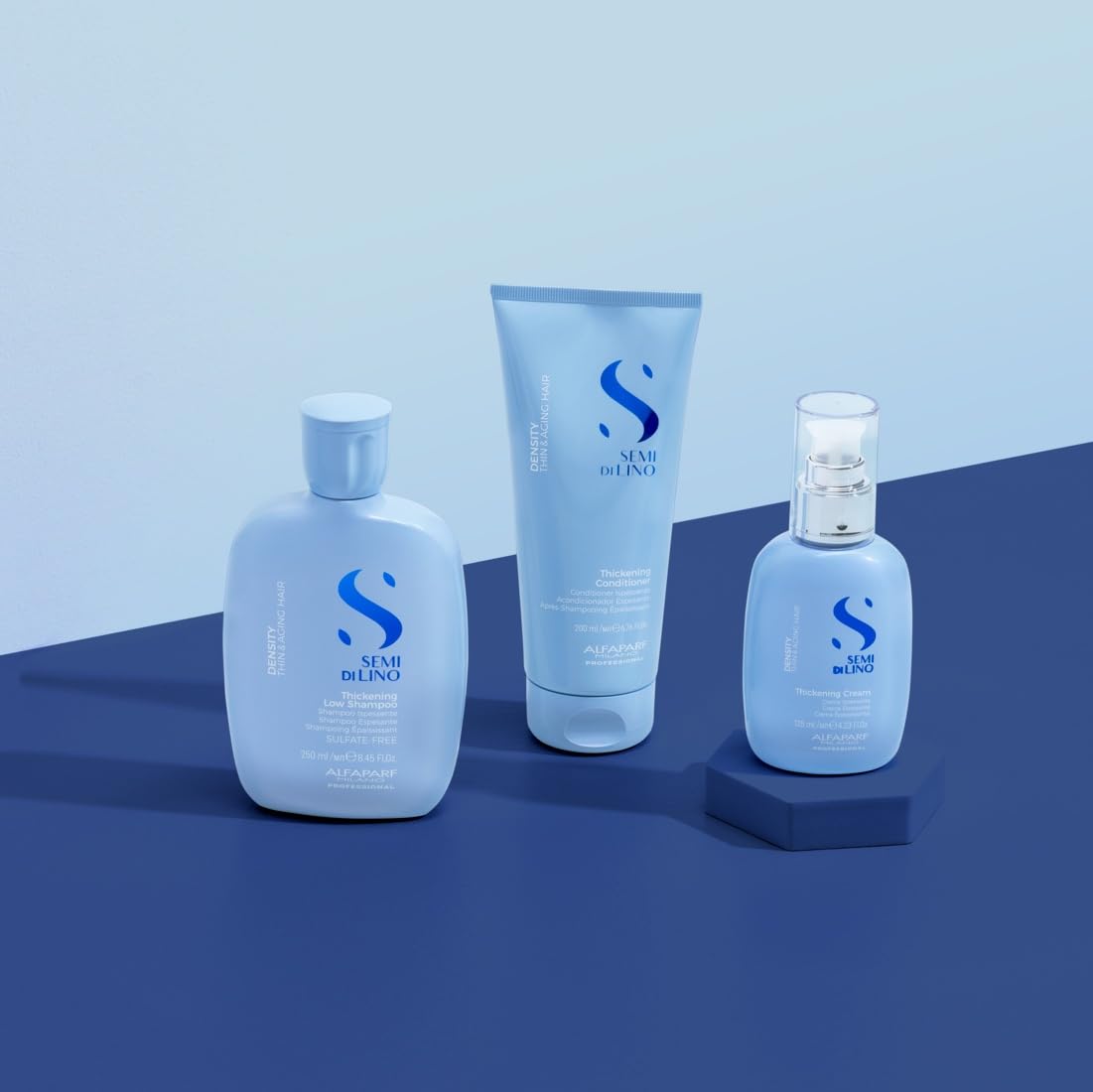 Alfaparf Milano Semi di Lino Density Gift Set | Thickening Shampoo, Conditioner & Leave-In Cream for Thin, Aging Hair - Sulfate Free