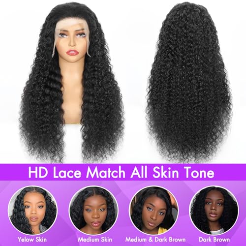 28 Inch Deep Wave Lace Front Wigs Human Hair Pre Plucked 13x6 HD Lace Front Wigs Human Hair 200 Density 13x6 Lace Frontal Deep Wave Wig Natural Color Glueless Deep Curly Wig for Women
