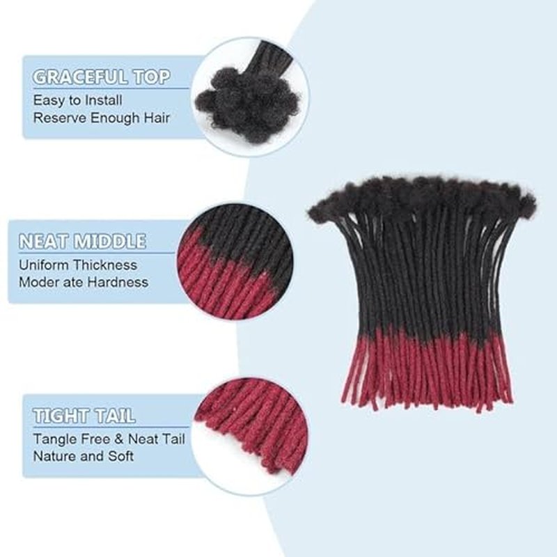 12 inch 50 Strands Loc Extensions Human Hair, 0.6cm Pencle Size Dreadlock Extensions Human Hair for Women Men Kids Full Handmade Permanent Dreads Locs,bug